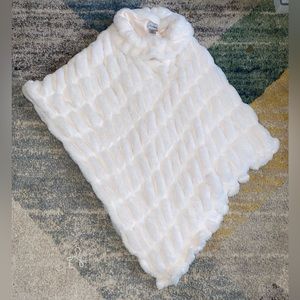 Fluffy White Winter Poncho